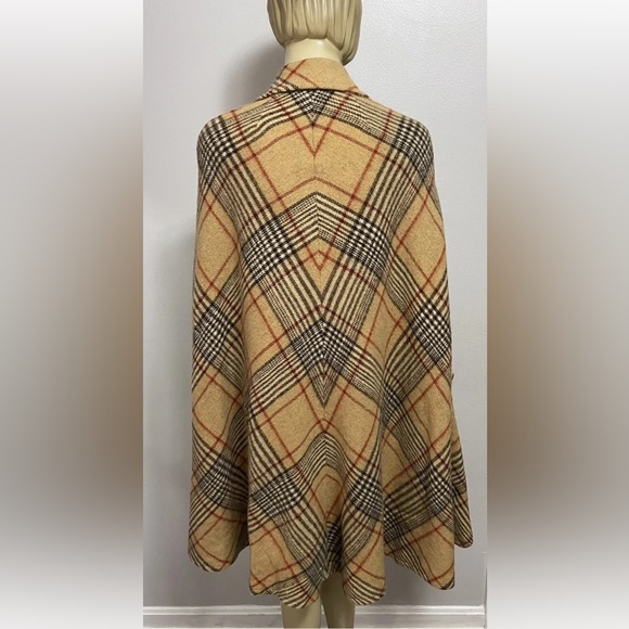 Cool Vtg 70’s NWT The Bird Cage Nova Check Plaid Wool Mod Cape Poncho Coat - Picture 4 of 15